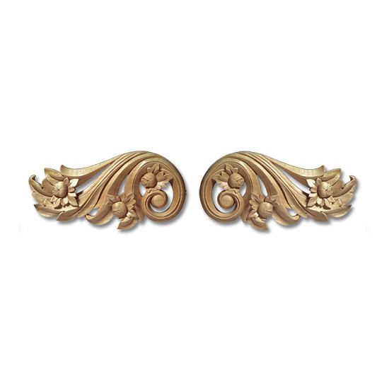 Floral Scroll Wood Applique