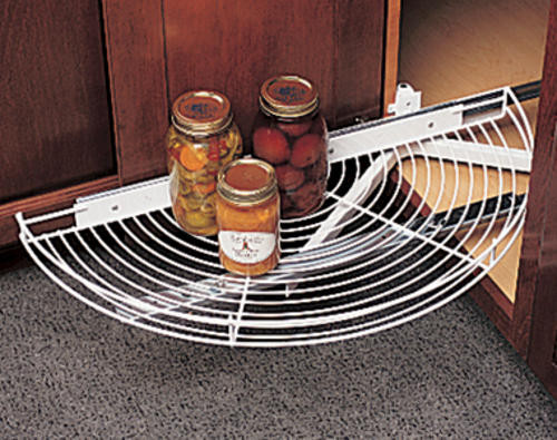 Half-Moon Lazy Susan, Glide-Out, 25", White Wire