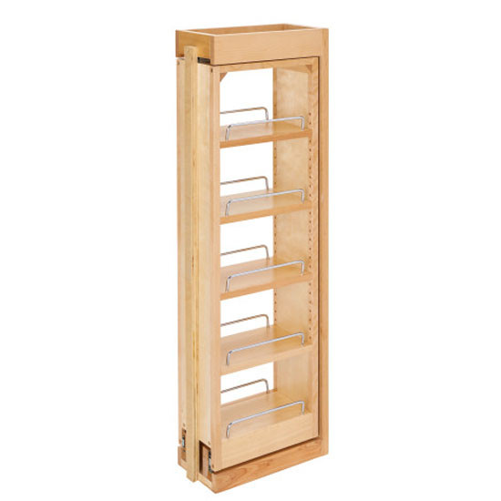 6" Wall Filler Pull-Out with Adjustable Shelves 36" H Natural Wood- Maple