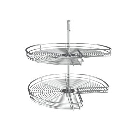 Kidney Shape Chrome Wire Lazy Susan 2 Shelf, 28"