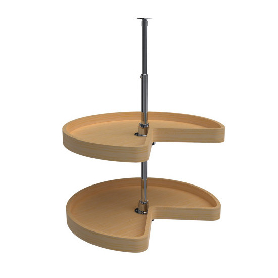 Kidney Shape, Banded Wood, 2 Shelf Susan, 24"