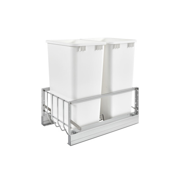 Bottom Mount Waste Pull Out, Double, 50qt, White