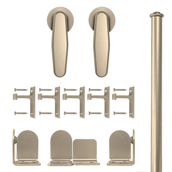 QG Rolling Door Vista Hardware Short Bracket Kit Satin Nickel