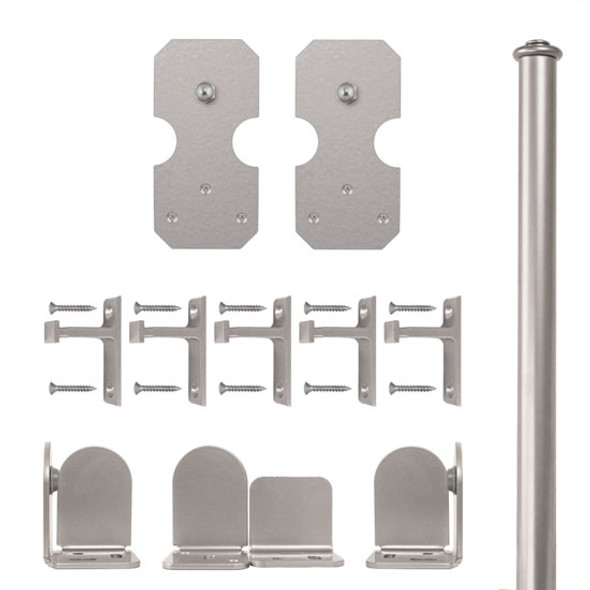 QG Rolling Door Notched Rectangle Hardware Short Bracket Kit Satin Nickel.