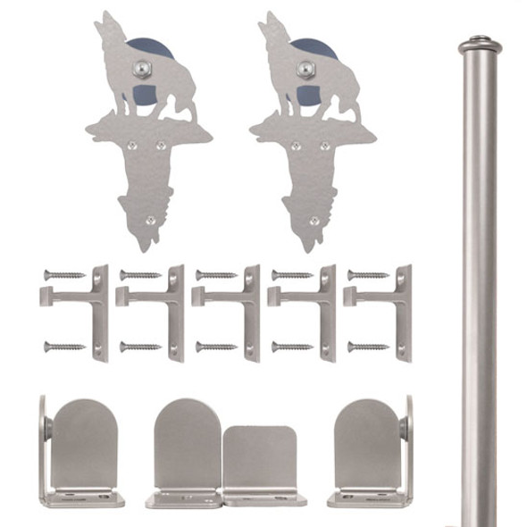 QG Rolling Door Kaminski Wolf Hardware Short Bracket Kit Satin Nickel