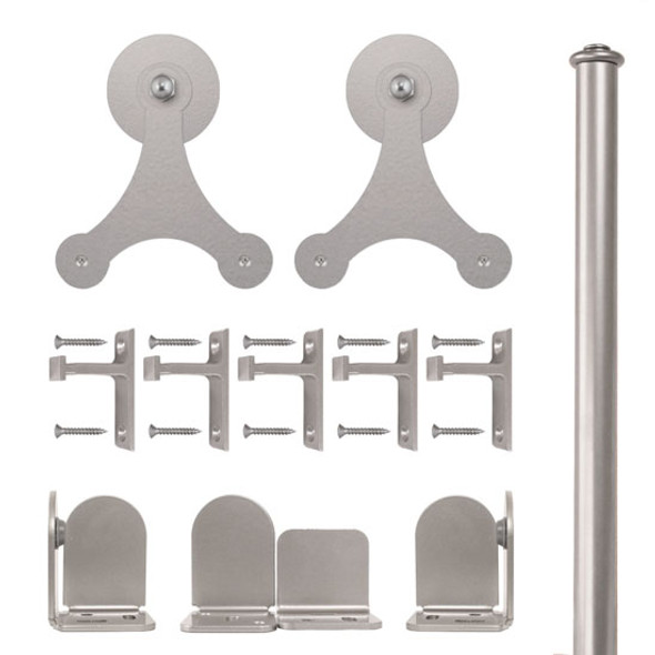 QG Rolling Door Tri-Star Hardware Long Bracket Kit Satin Nickel