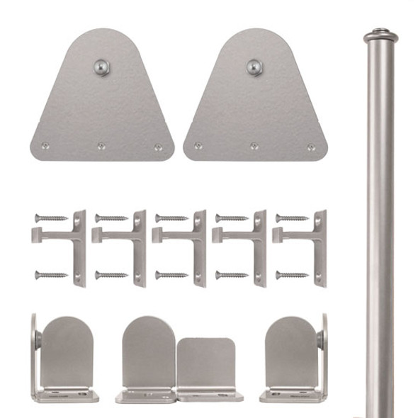 QG Rolling Door Triangle Hardware Long Bracket Kit Satin Nickel
