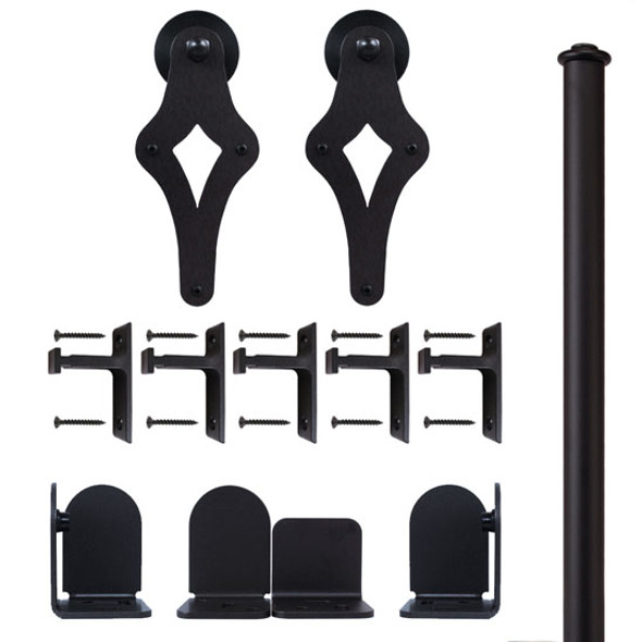 QG Rolling Door Palm-Leis Hardware Long Bracket Kit Black