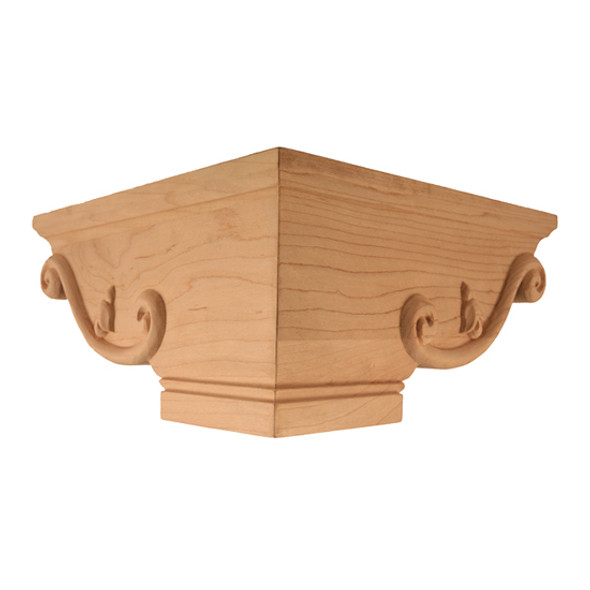 Pedestal Foot Corner Rubberwood 8-1/4 x 4