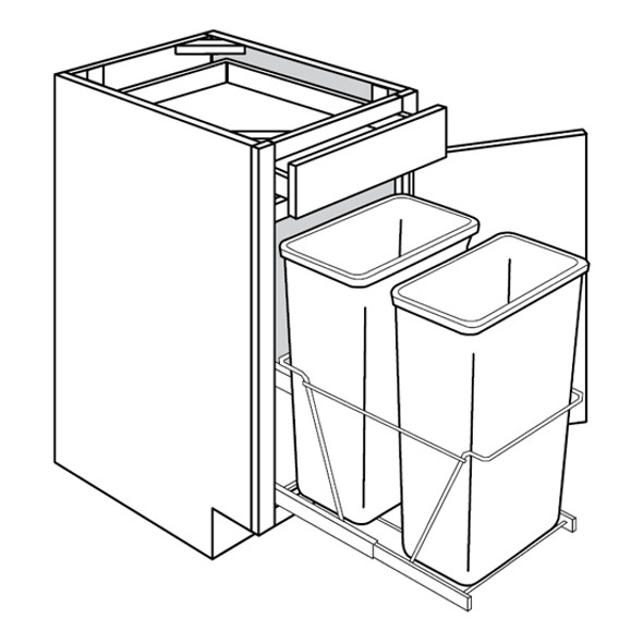 Base w/2 Waste Baskets 18 W X 34-1/2 H X 24 D - Trenton Series by JSI