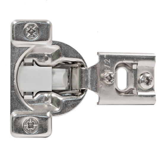 Soft-Close One-Piece Hinge, 105 degree 1/2" Overlay, Press-in
