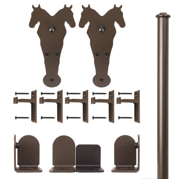 QG Rolling Door Double Horse Hardware Short Bracket Kit Oil Rubbed Bronze QG Rolling Door Double Horse Hardware Short Bracket Kit Oil Rubbed Bronze
