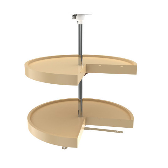 24" Pie Cut Lazy Susan, 2 Shelf Set, Almond Polymer
