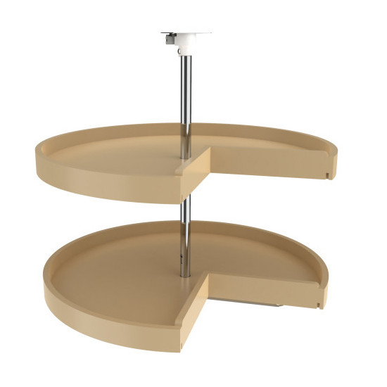 28" Pie Cut Lazy Susan, 2 Shelf Set, Almond Polymer