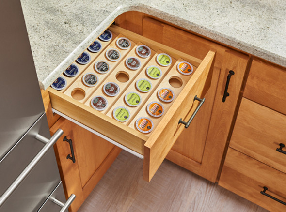 K-Cup Drawer Insert for 18\" Base Cabinet or Smaller, Trimable - Natural Wood - Maple