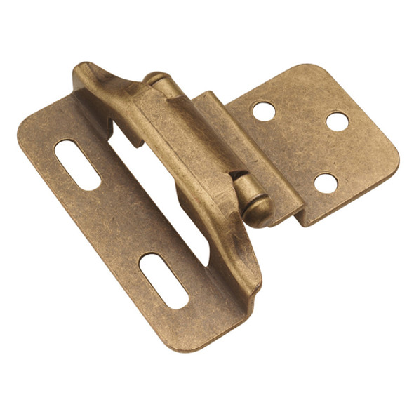 Hinge 3/8'' Offset, Partial Wrap, 1/4" Overlay, Antique Brass Hinge 3/8'' Offset, Partial Wrap, 1/4" Overlay, Antique Brass