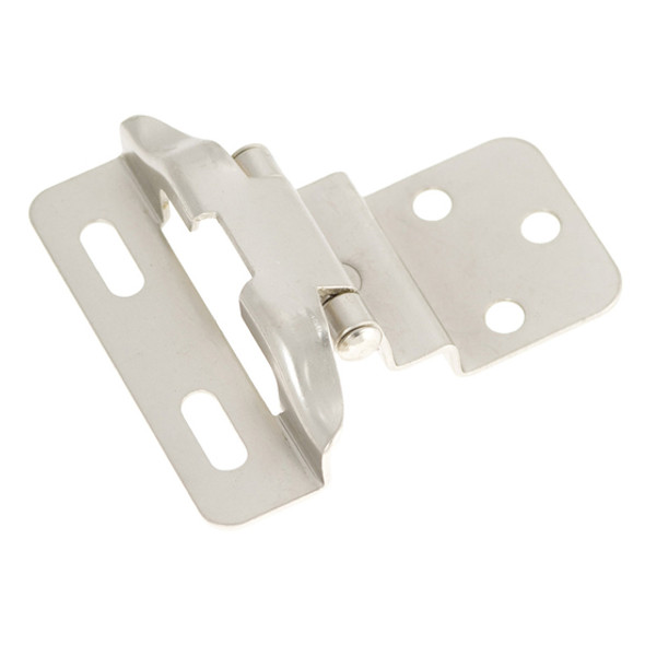 Self-closing Semi-concealed Hinge, 3/8'' Offset, Partial Wrap, 1/4" Overlay, Satin Nickel Self-closing Semi-concealed Hinge, 3/8'' Offset, Partial Wrap, 1/4" Overlay, Satin Nickel