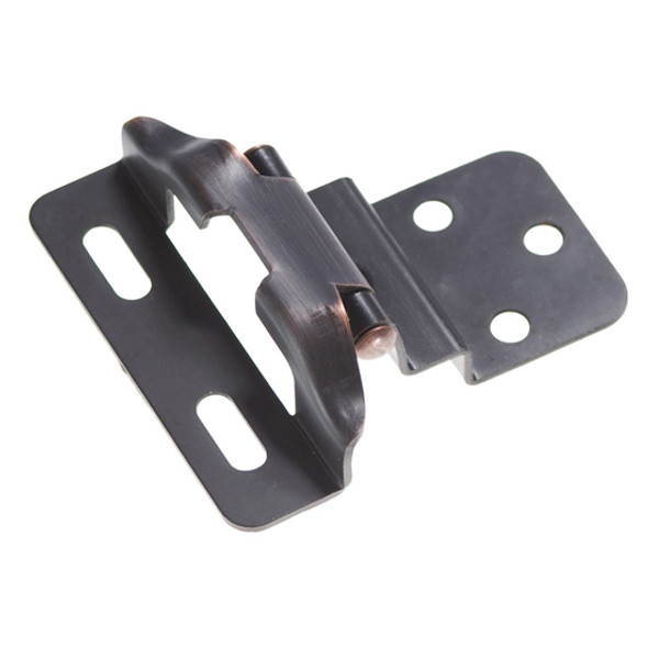 Self-closing Semi-concealed Hinge, 3/8'' Offset, Partial Wrap, 1/4" Overlay, Vintage Bronze Self-closing Semi-concealed Hinge, 3/8'' Offset, Partial Wrap, 1/4" Overlay, Vintage Bronze