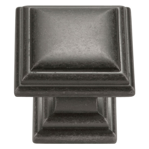 KNOB, 1-1/8" SQ. x 1" Proj, Black Nickel Vibed KNOB, 1-1/8" SQ. x 1" Proj, Black Nickel Vibed