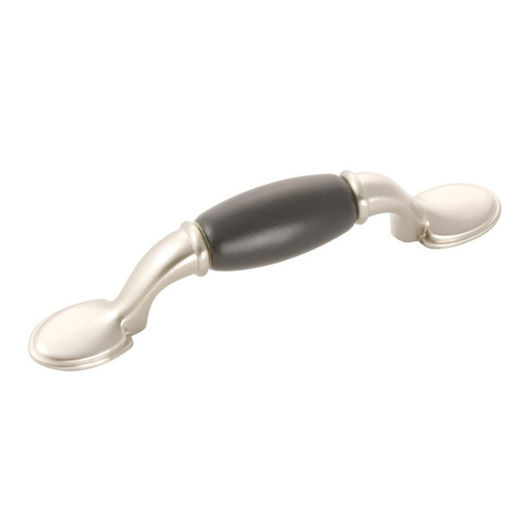 3\" Tranquility Cabinet Pull, Satin Nickel with Black