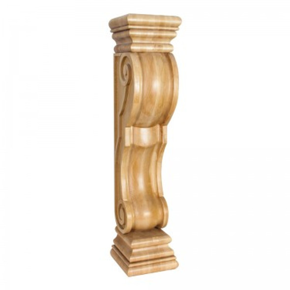 Rounded Traditional Wood Fireplace / Mantel Corbel 8" X 8" X 36", Rubberwood