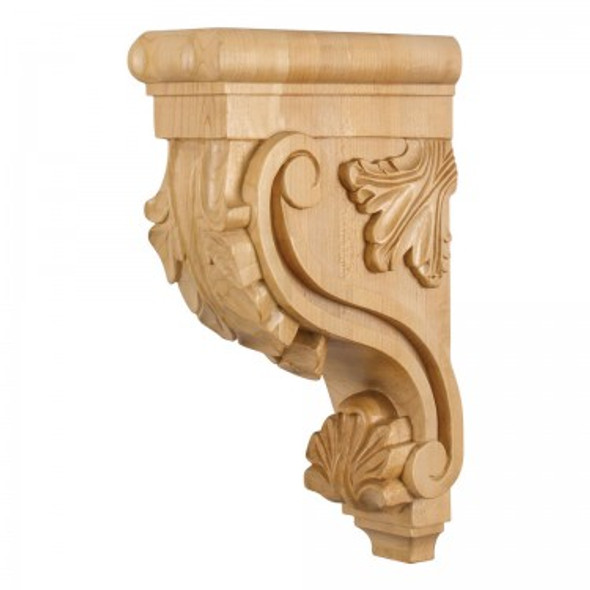 Acanthus Wood Bar Bracket Corbel 3-3/8" x 7-3/4" x 13", Maple