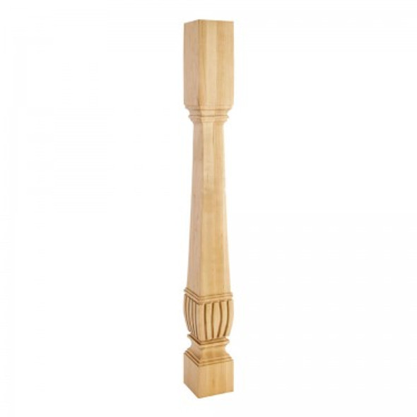 Square Arts & Crafts Post (Island Leg) with Reed Detail 3-3/4" x 3-3/4" x 35-1/2", Cherry