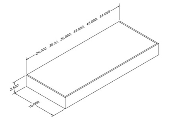 Floating Shelf, 30"L x 10"D x 2.5"T,  Paint Grade