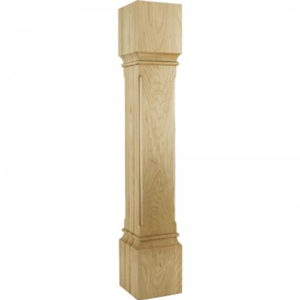 Fluted Corner Modern Wood Post 6" Square x 35-1/2", White Birch