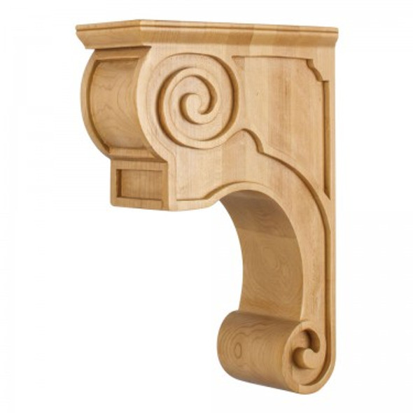 Hand-Carved Wood Corbel with Plain Design 3-3/8" x 8" x 11-3/4", Alder