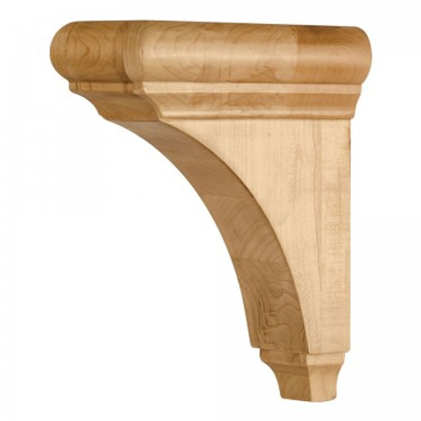 Transitional Corbel with Bullnose Cap and Cove Design 3" x 6-1/2" x 8", Alder