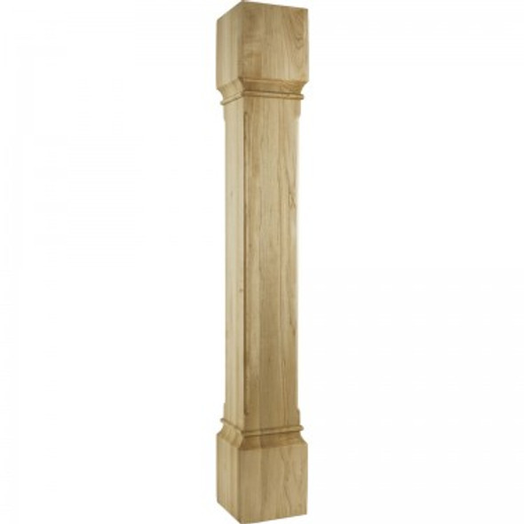 Fluted Corner Modern Wood Post 6" Square x 42", Hard Maple