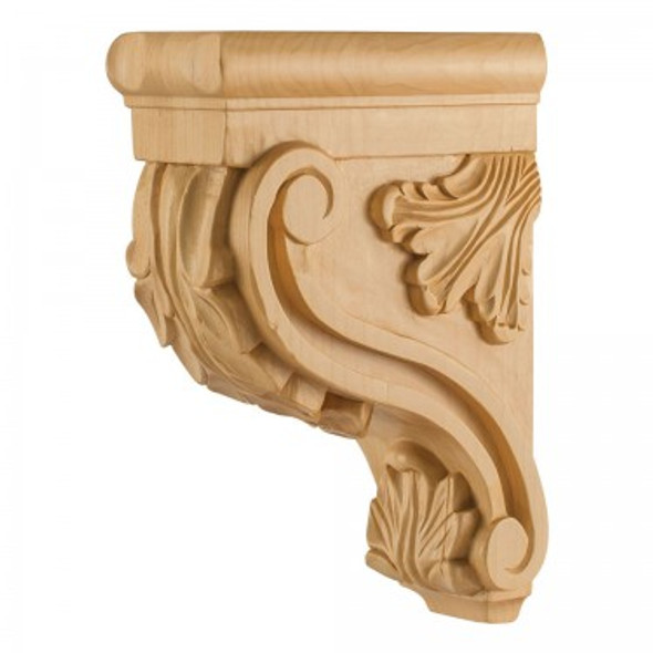 Acanthus Wood Bar Bracket Corbel 3" x 7" x 10", Cherry