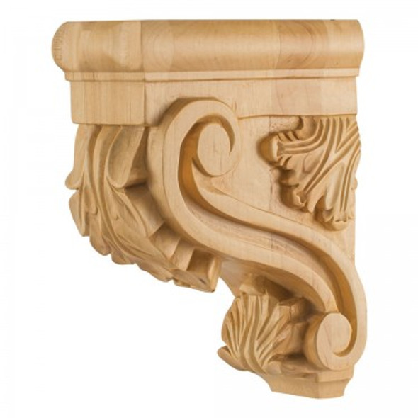 Acanthus Wood Bar Bracket Corbel 3" x 6" x 8", White Birch