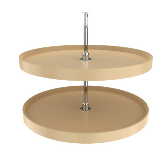 32" Lazy Susan 2-Shelf Set Almond Polymer