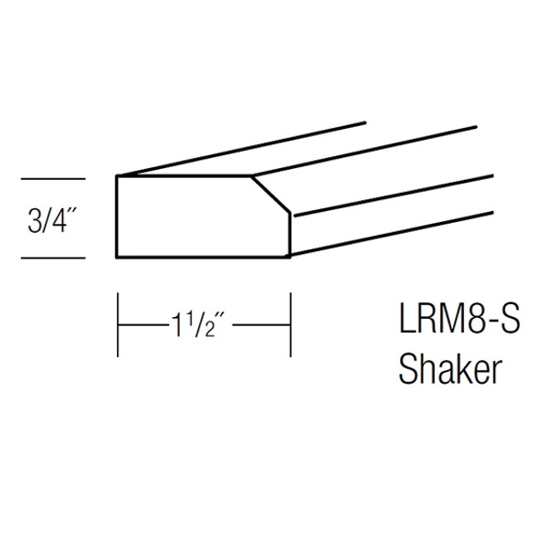 Light Rail Moulding 3/4 H X 1-1/2 D X 96 L - Norwich Series by JSI (Shaker Style)