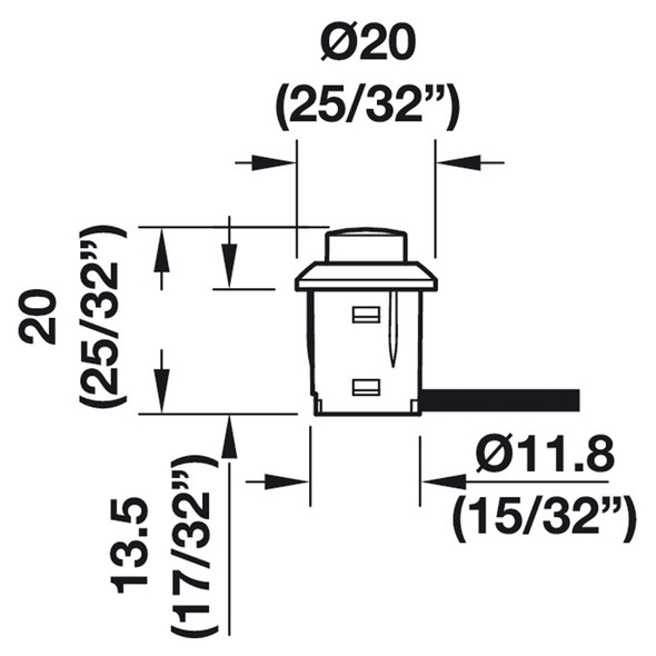 Push Switch for Loox LED System, Plastic, Silver, With 2 Meter (78-3/4) Lead 2