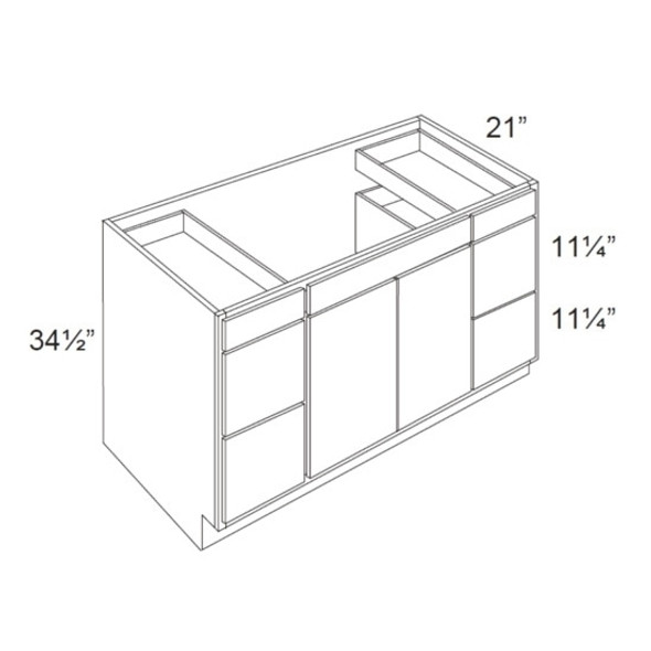 Vanity w/Drawers for single sink 60 W X 34-1/2 H X 21 D - Galaxy Nickel by Fabuwood (center sink)