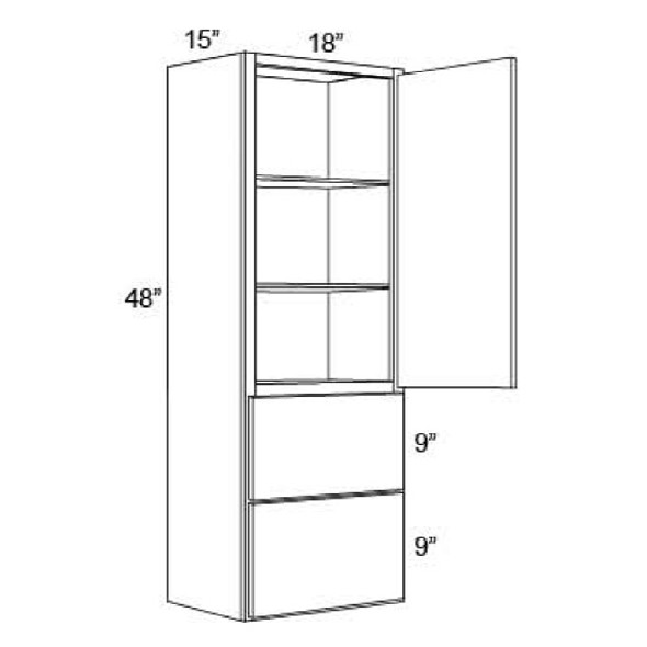 Wall w/2 Drawers 18 W X 48 H X 15 D - Galaxy Nickel by Fabuwood (flush sides)