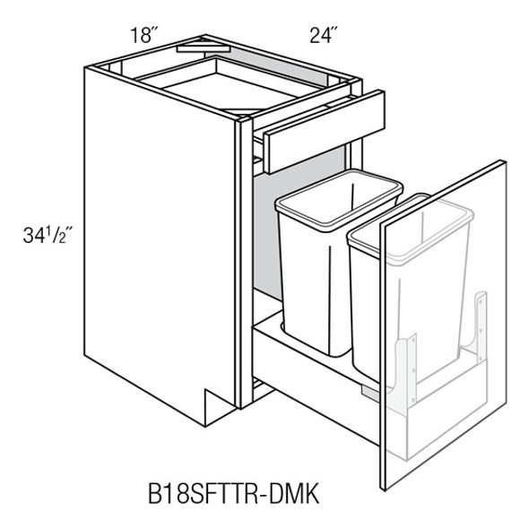 Base w/2 Waste Baskets Soft Closing 18 W X 34-1/2 H X 24 D - Amesbury White - JSI (w/door mount kit)