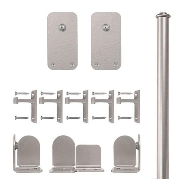 QG Rolling Door Basic Rectangle Hardware Long Bracket Kit Satin Nickel