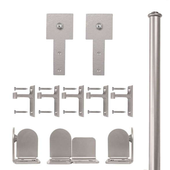 QG Rolling Door Cube Stick Hardware Long Bracket Kit Satin Nickel