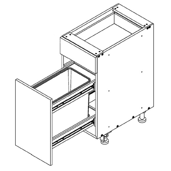 Base 21 W X 34-1/2 H X 24 D - Standard  Series by Open Air Cabinets (Trash Pull-Out 2 Bins) 