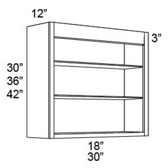 Open Shelf 30 W X 42 H X 12 D - Fusion Dove Series by Fabuwood