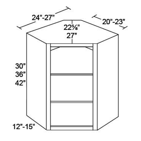 Wall Diagonal No Door 24 W X 30 H X 12 D - Fusion Nickel Series by Fabuwood