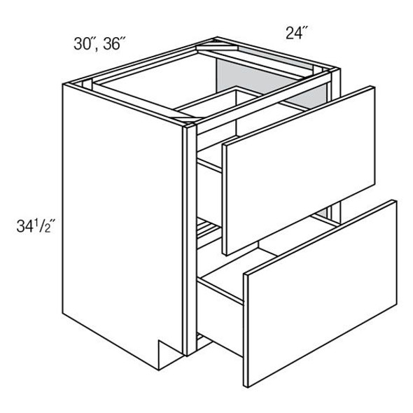 Base 2 Drawer 30 W X 34-1/2 H X 24 D - Dover Series by JSI