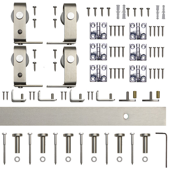 Bifold Double Door Mini BDH Kit with 48 in. Rail, Top Mount, Satin Nickel