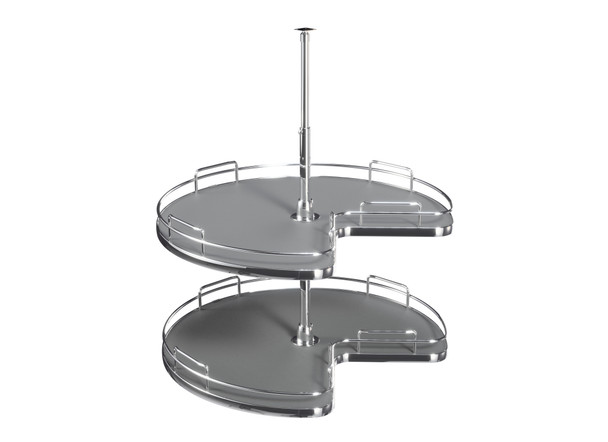 28" Gray Solid Bottom 2-Shelf Kidney-Shaped Lazy Susan for Corner Base Cabinet by Rev-A-Shelf 28" Gray Solid Bottom 2-Shelf Kidney-Shaped Lazy Susan for Corner Base Cabinet by Rev-A-Shelf