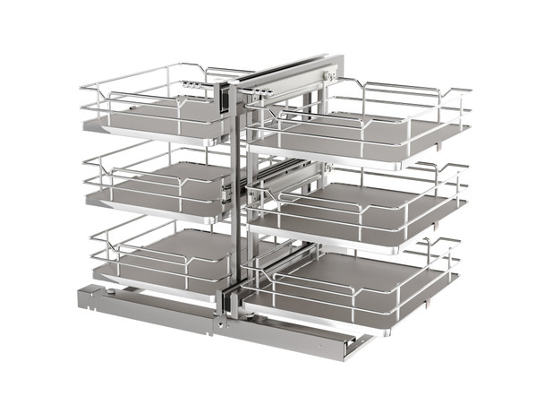 Gray Three-Tier Elite Optimizer w/ Soft-Close Slides for 18" Blind Corner Cabinet Openings by Rev-A-Shelf Gray Three-Tier Elite Optimizer w/ Soft-Close Slides for 18" Blind Corner Cabinet Openings by Rev-A-Shelf