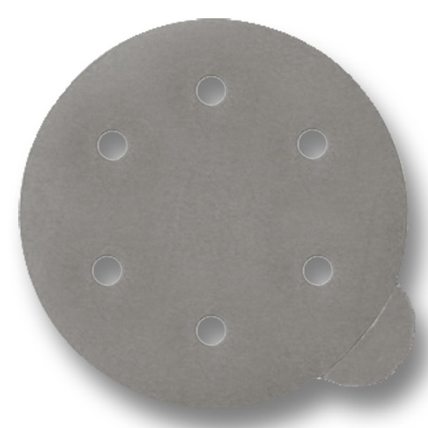 6" Abrasive Disc 100 Grit Silver PSA Disc w/Tab 6-hole